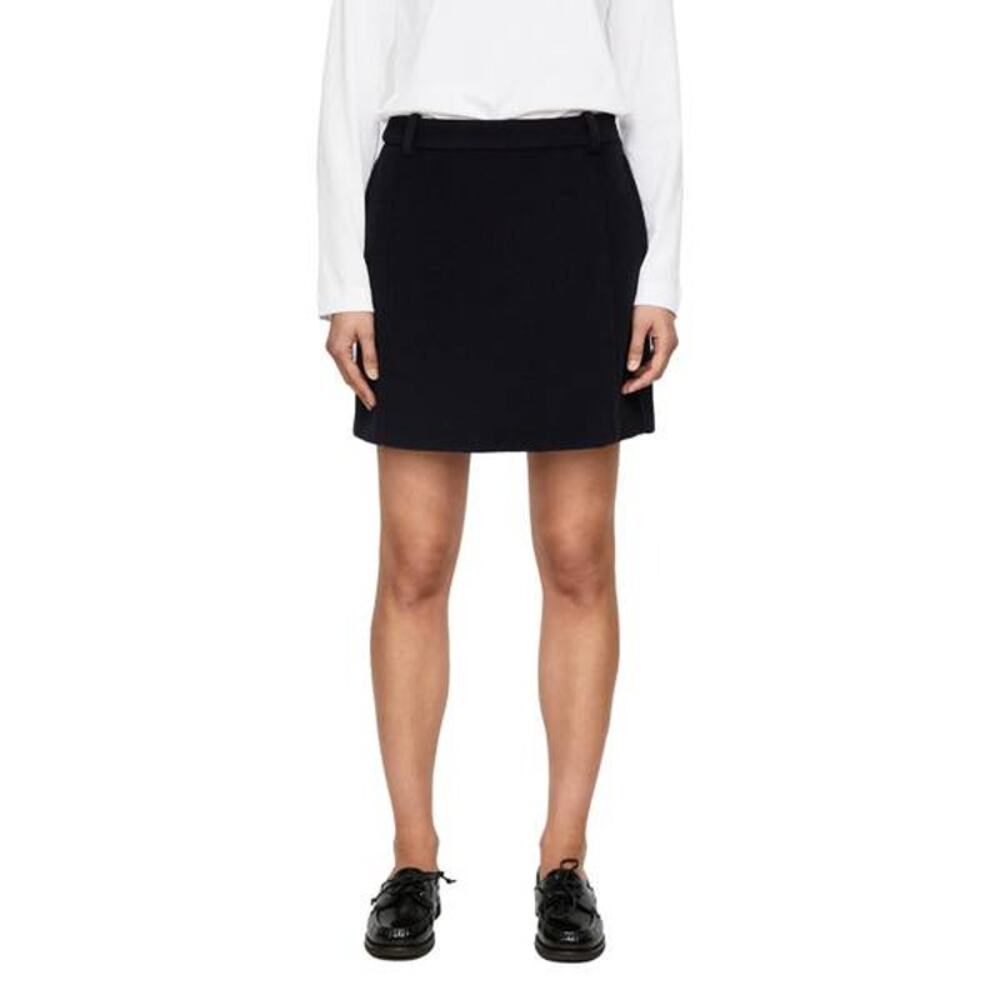 Jil Sander Womens Yorkshire Wool Chevron Mini Skirt in Midnight DE 34 XS